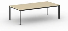 Kancelársky stôl PRIMO INVITATION, čierna podnož, 2400 x 1200 mm, breza