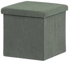 Taburet s úložným prostorem, zelená manšestrová látka