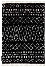 Koberec BERBER ETHNIC 63802,  čierna -biela - strapce, Maroko Shaggy