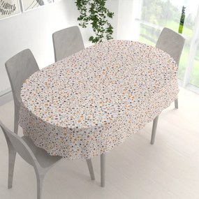 Biante Bavlnený oválny obrus Sandra SA-720 Oranžovo-hnedo-béžové drobné kvietky na smotanovom 120x160 cm