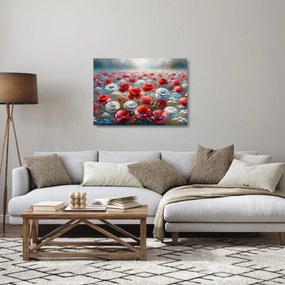 Sklenený obraz - Pole vlčích makov (70x50 cm)