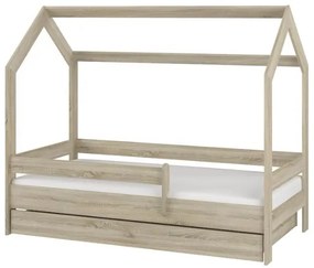 Detská domčeková posteľ so šuplíkom LITTLE HOUSE - dub sonoma - 180x80 cm
