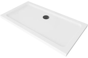 Sprchová vanička MEXEN FLAT s čiernym sifónom 140 x 70 cm biela