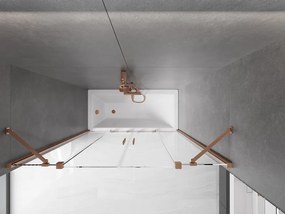 Mexen Velar Duo, 2-krídlová posuvná vaňová zástena 150 x 150 cm, 8mm číre sklo, medený matný profil, 896-150-000-02-65