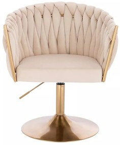 LuxuryForm DESIGN Kreslo NORDEN VELUR na zlatom tanieri - krémové