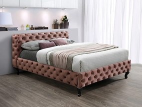 Dvoulůžková čalouněná postel Herrera Velvet 160x200 růžová