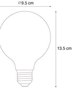 Sada 5 ks E27 Stmievateľná LED žiarovka so špirálovým vláknom G95 4W 270lm 2200K