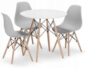 Jedálenský stôl TODI biely 80 cm s tromi stoličkami OSAKA sivé