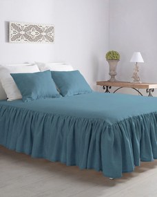 Prehoz Linen Frilly 160 x 210 cm šedý a modrý