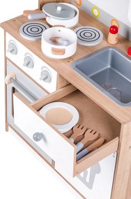 Veľká drevená kuchynka ECOTOYS so 16 doplnkami