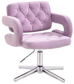 LuxuryForm DESIGN Kreslo ADRIA VELUR na striebornom kríži - levanduľa