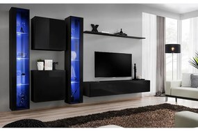 Obývacia stena Switch XVI Sklo +LED čierna