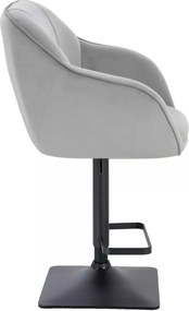 LuxuryForm DESIGN Barová stolička AVOLA VELUR na čiernej hranatej podstave - svetlo šedá