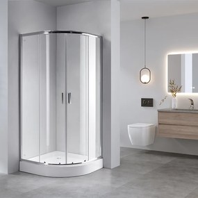 BPS-koupelny Štvrťkruhový sprchový kút HYD-RK94C 100x100 cm chróm/transparent + vanička HYD-RSV-SXL01A biela