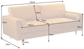 Dizajnová sedačka Adan 225 cm horčicovo-žltý zamat
