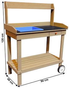 Záhradný pracovný stôl Barrie (s umývadlom) (hnedá) . Vlastná spoľahlivá doprava až k Vám domov. 1034233