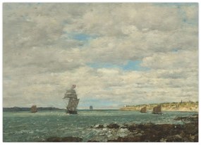 Sklenený obraz - Eugène Boudin, Coast of Brittany, reprodukcia (70x50 cm)