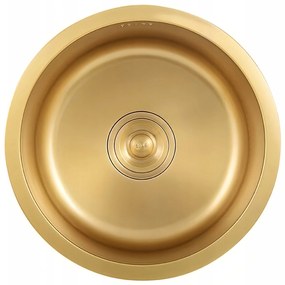 Erga HD, 1-komorový oceľový drez 420x420x215 mm, zlatá, ERG-MLS-HD4242G