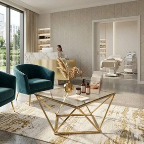 Tutumi Tutumi, sklenený konferenčný stolík Glamour 80x80x45 CS-14G, zlatá, KRZ-06585