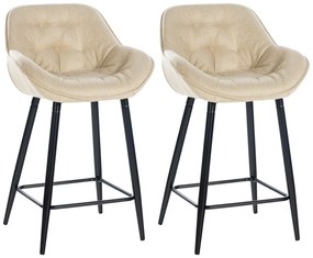 Barová stolička Gibson (SET 2 ks) - látka, kovové nohy čierne - Krémová