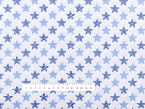 Biante Bavlnený oválny obrus Sandra SA-266 Modré hviezdičky na bielom 120x140 cm