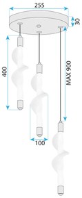 Toolight Toolight, LED stropné svietidlo 27W, 4000K, G009-3CPR, biela-zlatá lesklá, OSW-06316