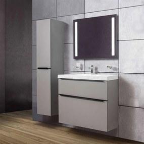 Mereo, Mailo, kúpeľňová skrinka s keramickým umývadlom 61 cm, biela, dub, antracit, MER-CN570B