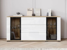 Široká komoda Hedvis SB 150 2D3S, Farby: čierna, Osvetlenie: bez osvetlenia