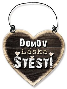 Nekupto Dřevěná cedulka srdíčko Domov, láska, štěstí Sladký domov