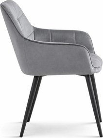 Jedálenské kreslo VARSI VELVET s čiernymi nohami, sivé