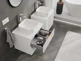 Mexen Rivel, kúpeľňová skrinka 60 cm, 2 zásuvky, drážkovaná, biela matná, 91A20-06047-2-BFF01