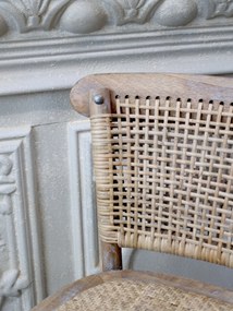 Prírodná drevená barová stolička s ratanovým výpletom Old French chair - 43*51*103 cm