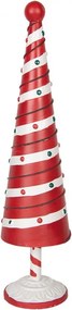 Bielo-červená kovová dekorácia vianočný stromček Christmas Tree - Ø 13*49 cm