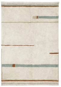 Modro-krémový prateľný ručne tkaný bavlnený koberec 140x200 cm Lanes Vintage Blue – Lorena Canals