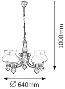 Rabalux 7079 - Luster na reťazi PETRONEL 5xE27/60W/230V