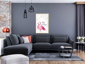 Artgeist Plagát - Hi Flamingo! [Poster] Veľkosť: 30x45, Verzia: Zlatý rám s passe-partout