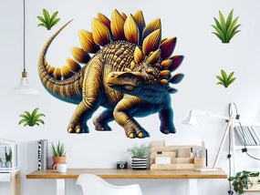 Stegosaurus textilní prelepiteľná nálepka na stenu list 45 x 40 cm