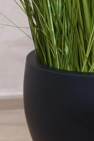 Okrúhly kvetináč PLUTO, sklolaminát, výška 30 cm, antracit