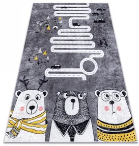JUNIOR 52107.801 umývací koberec Medvede, zvieratá, ulice pre deti protišmykový - sivá Veľkosť: 80x150 cm