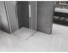 Mexen Velar Duo, sprchový kút s posuvnými dverami 80 x 80 cm, 8mm sklo námraza, brúsená oceľ, 871-080-080-32-97