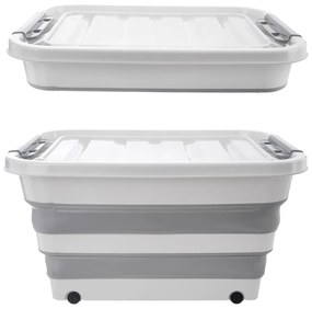 Skladací úložný box s vekom, KEMP, 30 l - 54 x 39 x 28 cm