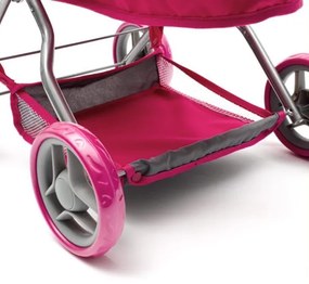 BABY MIX Hlboký kočík pre bábiky Baby Mix Viola ružovo šedý