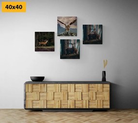 Set obrazov krása lesných zvierat - 4x 60x60