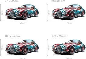 Pretekárske auto veterán textilná nalepovacia nálepka na stenu hárok 47 x 22 cm
