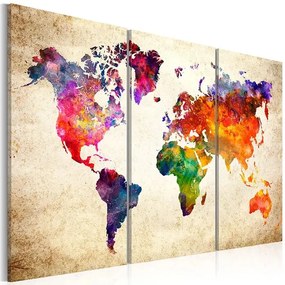 Obraz - The World's Map in Watercolor Veľkosť: 90x60, Verzia: Na talianskom plátne