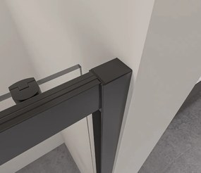 Erga Alpine, sprchový kút s posuvnými dverami 140(dvere) x 70(stena) x 195 cm, 6mm číre sklo, čierny profil, ERG-V02-ALPINE-D140G070-BK