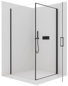 Cerano Porte, 1-krídlový sprchovací kút 90x90 cm, 8mm číre sklo, čierny profil, CER-CER-413579