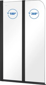 Besco Vaňová zástena PRIME BLACK 2 90140 (90x140 cm | Transparent)