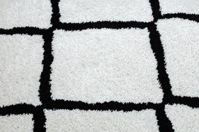 Koberec BERBER CROSS, biely, strapce, Maroko Shaggy