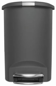 Pologuľatý pedálový kôš 50 l, šedý plast, sivá